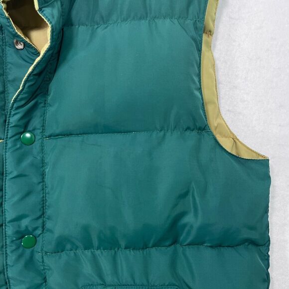 Vtg 80s National Vest Men S Green Tan Reversible Down Fills Puffer Marty McFly - Picture 8 of 12